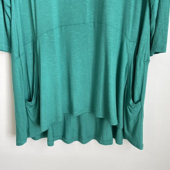 LOGO Lori Goldstein Green 3/4 Sleeve Tunic with Pockets - Picture 4 of 6